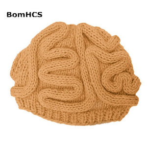 BomHCS Funny Cool Winter Personality Horrible Brain Wool Hat Warm Handmade Men's Women's Beanie Caps Gifts