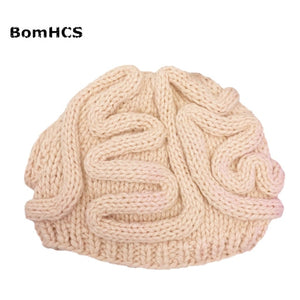 BomHCS Funny Cool Winter Personality Horrible Brain Wool Hat Warm Handmade Men's Women's Beanie Caps Gifts