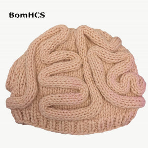 BomHCS Funny Cool Winter Personality Horrible Brain Wool Hat Warm Handmade Men's Women's Beanie Caps Gifts