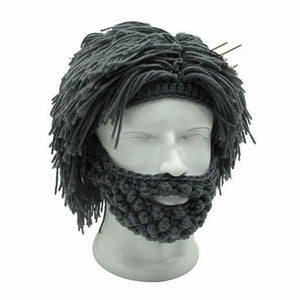 Men Winter Crochet Mustache Hat Handmade Knitted Beard Beanies Face Tassel Bicycle Mask Ski Warm Cap Funny Hat