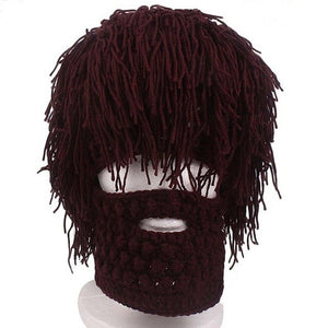 Men Winter Crochet Mustache Hat Handmade Knitted Beard Beanies Face Tassel Bicycle Mask Ski Warm Cap Funny Hat