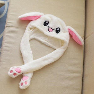 Cute Bunny Plush Hat Funny Playtoy Ear Up Down Rabbit Gift Toy for Kids Girls Girlfriend  IK88